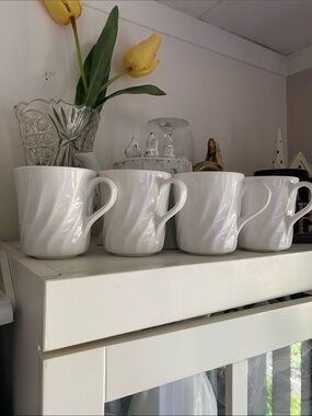 Corelle White Ceramic Coffee Mugs - Set of 4